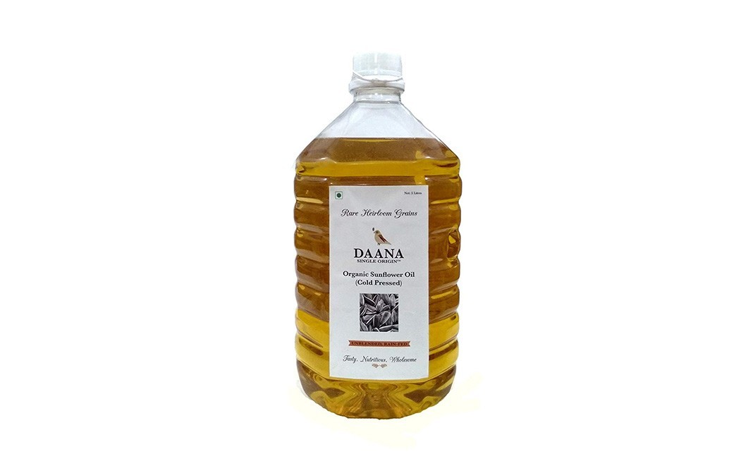 Daana Organic Sunflower oil (Cold Pressed)   Plastic Bottle  5 litre